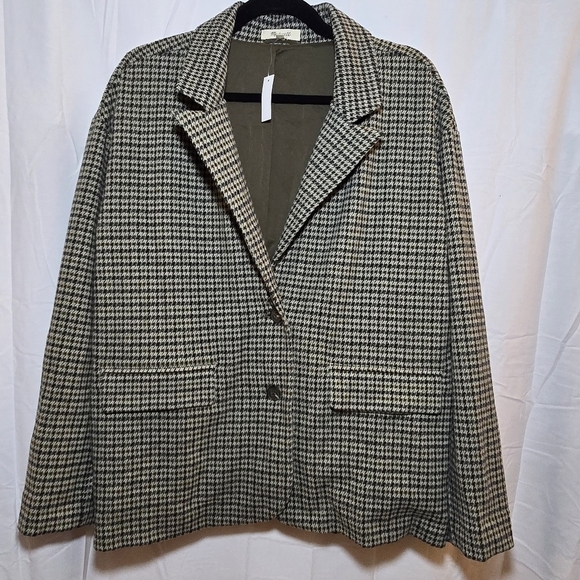 NWT Madewell Cauldron Plaid Blazer Neutral Brown Plaid Blazer, sz M